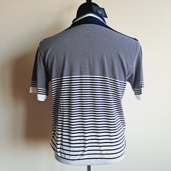 NEW Impulso Italian 100% Cotton Striped Blue Polo Shirt Size S - Picture 7 of 14